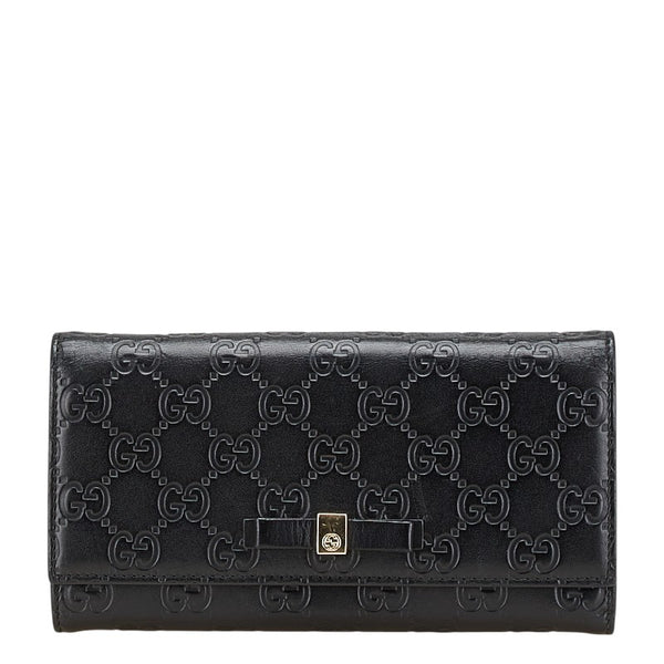 グッチ グッチシマ リボン 長財布 388679 ブラック レザー レディース GUCCI 【中古】