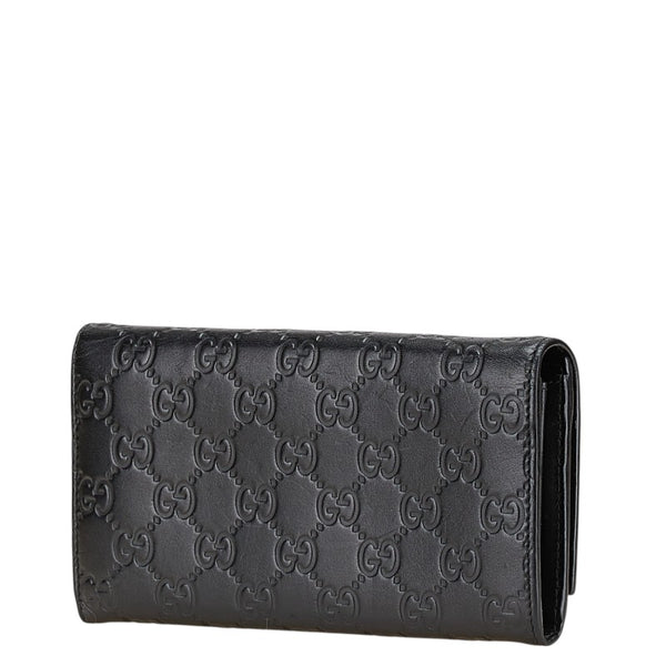 グッチ グッチシマ リボン 長財布 388679 ブラック レザー レディース GUCCI 【中古】