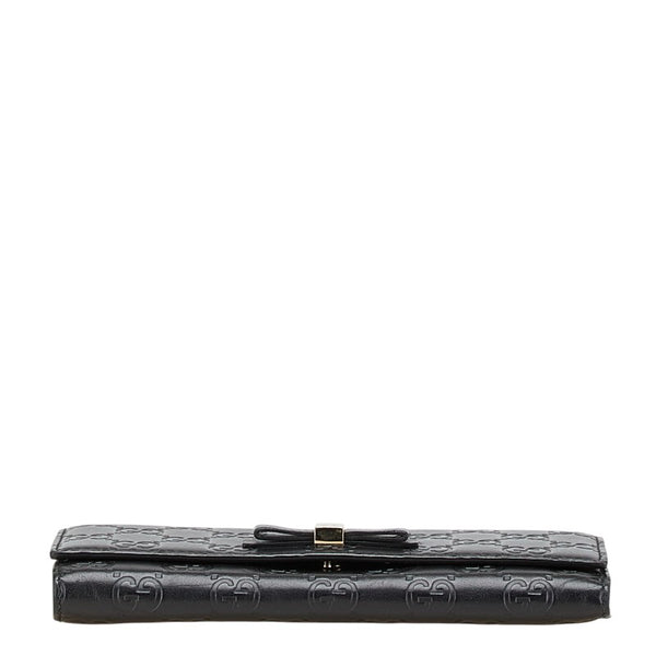 グッチ グッチシマ リボン 長財布 388679 ブラック レザー レディース GUCCI 【中古】