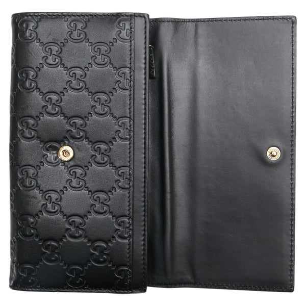 グッチ グッチシマ リボン 長財布 388679 ブラック レザー レディース GUCCI 【中古】