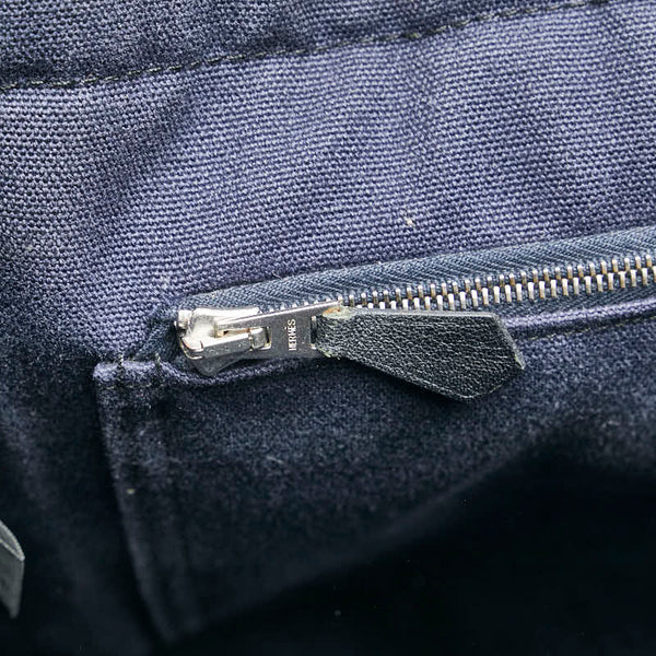 エルメス フールトゥGM ハンドバッグ トートバッグ ネイビー ブラック キャンバス レディース HERMES 【中古】