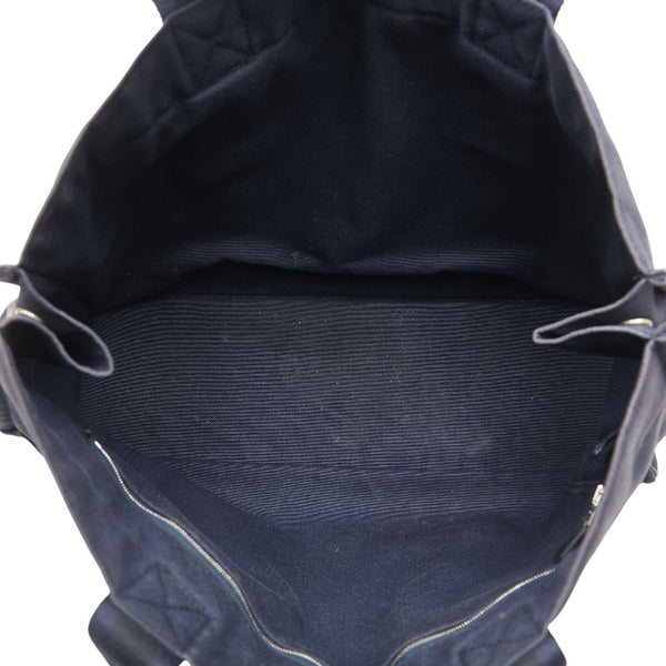 エルメス フールトゥGM ハンドバッグ トートバッグ ネイビー ブラック キャンバス レディース HERMES 【中古】