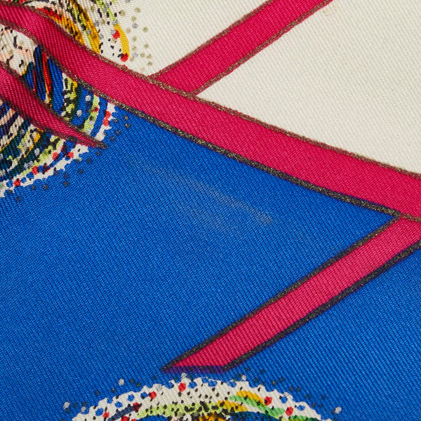 エルメス カレ90 LES FEUX DE L'ESPACE 宇宙の花火 スカーフ ホワイト マルチカラー レディース HERMES 【中古】