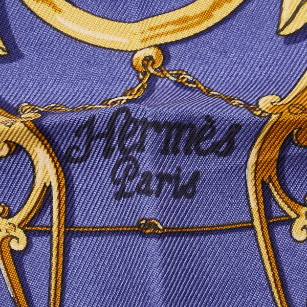 エルメス カレ40 L'INSTRUCTION DU ROY 帝王学 スカーフ ネイビー マルチカラー シルク レディース HERMES 【中古】