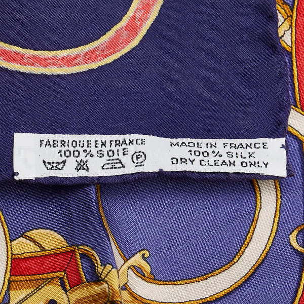 エルメス カレ40 L'INSTRUCTION DU ROY 帝王学 スカーフ ネイビー マルチカラー シルク レディース HERMES 【中古】