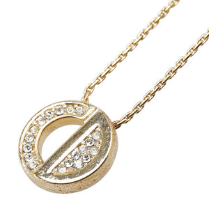 ディオール CDロゴ ラインストーン ネックレス ゴールド メッキ レディース Dior 【中古】
