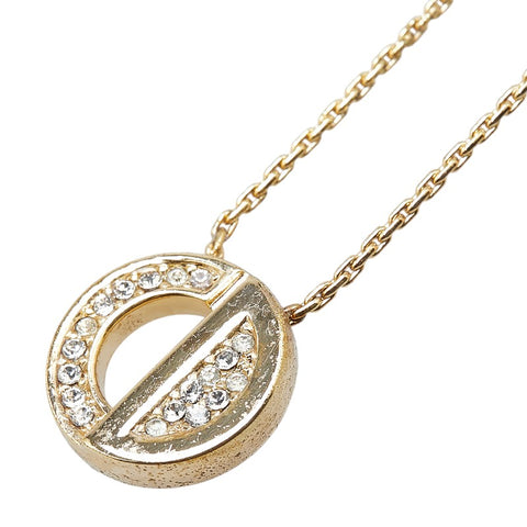 ディオール CDロゴ ラインストーン ネックレス ゴールド メッキ レディース Dior 【中古】