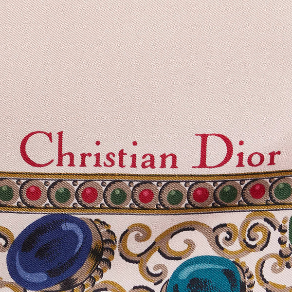 ディオール 宝石 ビジュー モチーフ スカーフ ピンク マルチカラー シルク レディース Dior 【中古】