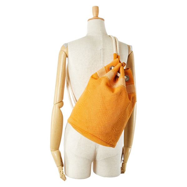 エルメス サックマリーン レシーフMM ワンショルダーバッグ オレンジ コットン レディース HERMES 【中古】