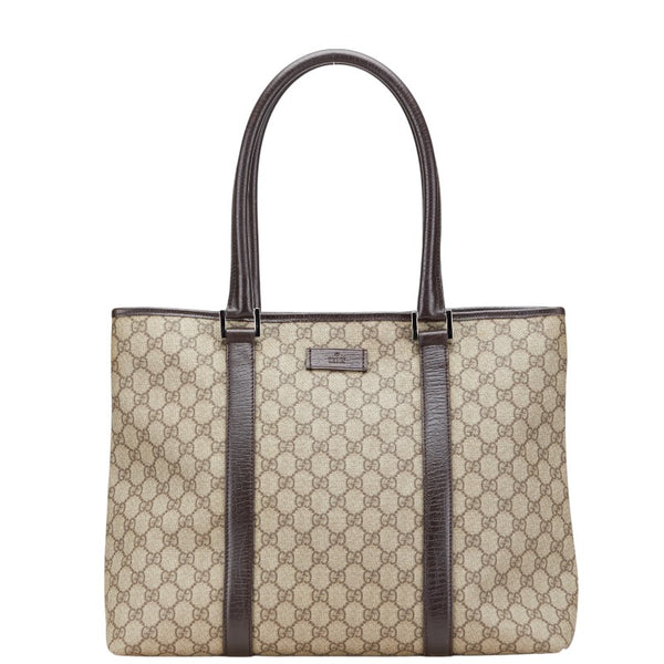 グッチ GGスプリーム トートバッグ ハンドバッグ 114288 ベージュ ブラウン PVC レザー レディース GUCCI 【中古】