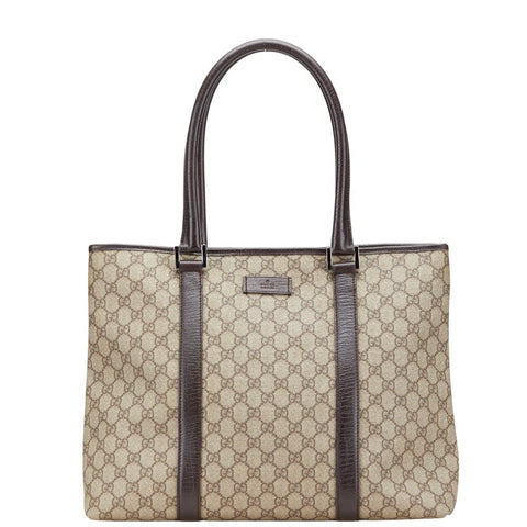 グッチ GGスプリーム トートバッグ ハンドバッグ 114288 ベージュ ブラウン PVC レザー レディース GUCCI 【中古】
