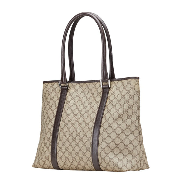 グッチ GGスプリーム トートバッグ ハンドバッグ 114288 ベージュ ブラウン PVC レザー レディース GUCCI 【中古】