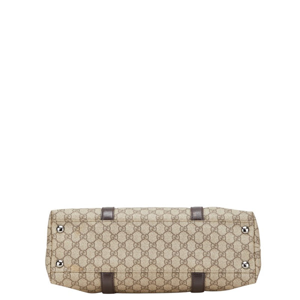 グッチ GGスプリーム トートバッグ ハンドバッグ 114288 ベージュ ブラウン PVC レザー レディース GUCCI 【中古】