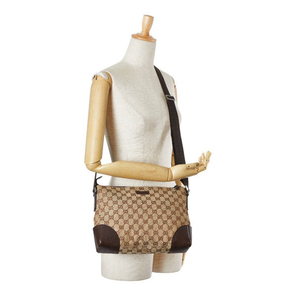 グッチ GGキャンバス 斜め掛け ショルダーバッグ 114273 ブラウン キャンバス レザー レディース GUCCI 【中古】