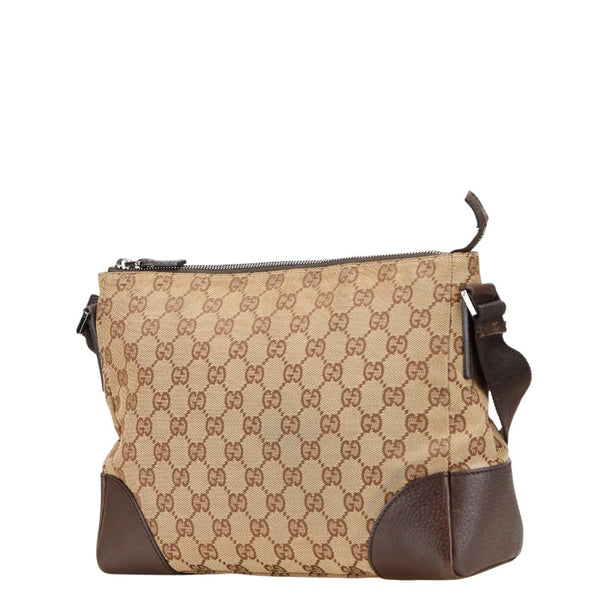 グッチ GGキャンバス 斜め掛け ショルダーバッグ 114273 ブラウン キャンバス レザー レディース GUCCI 【中古】