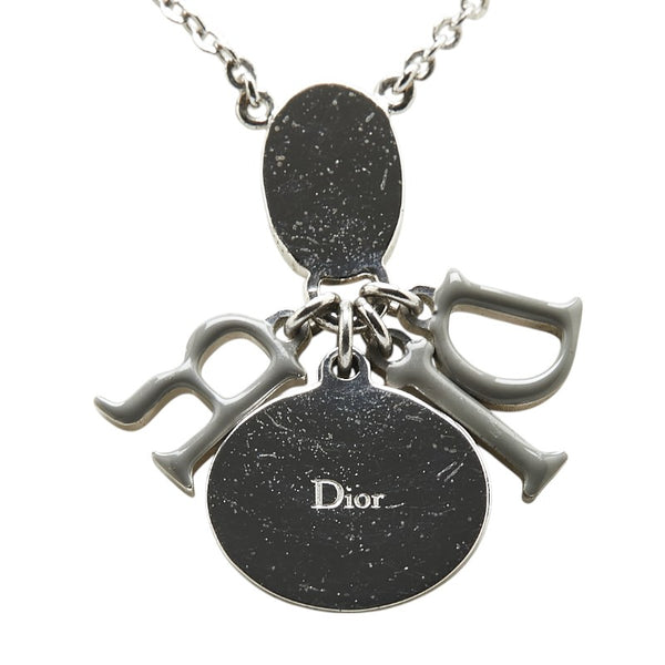 ディオール ロゴ ラインストーン ネックレス シルバー メタル レディース Dior 【中古】