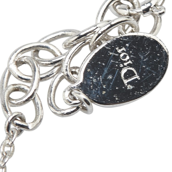 ディオール ロゴ ラインストーン ネックレス シルバー メタル レディース Dior 【中古】