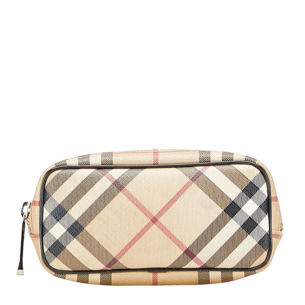 バーバリー ノバチェック ポーチ 小物入れ ベージュ マルチカラー PVC レディース BURBERRY 【中古】