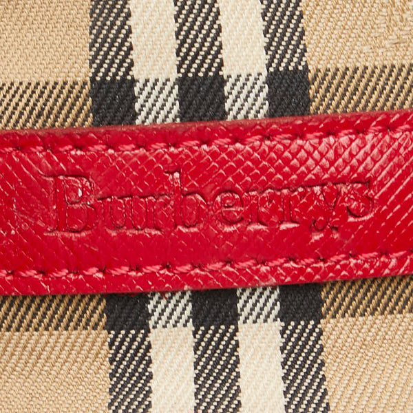 バーバリー ノバチェック シャドーホース ポーチ ベージュ マルチカラー キャンバス レザー レディース BURBERRY 【中古】