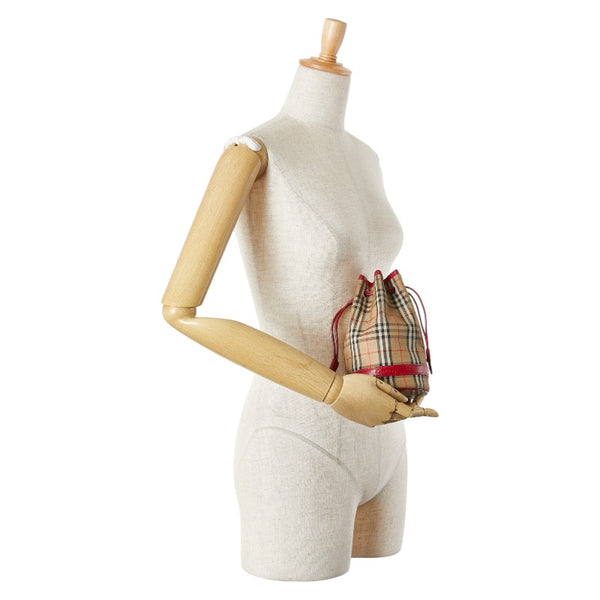 バーバリー ノバチェック シャドーホース ポーチ ベージュ マルチカラー キャンバス レザー レディース BURBERRY 【中古】