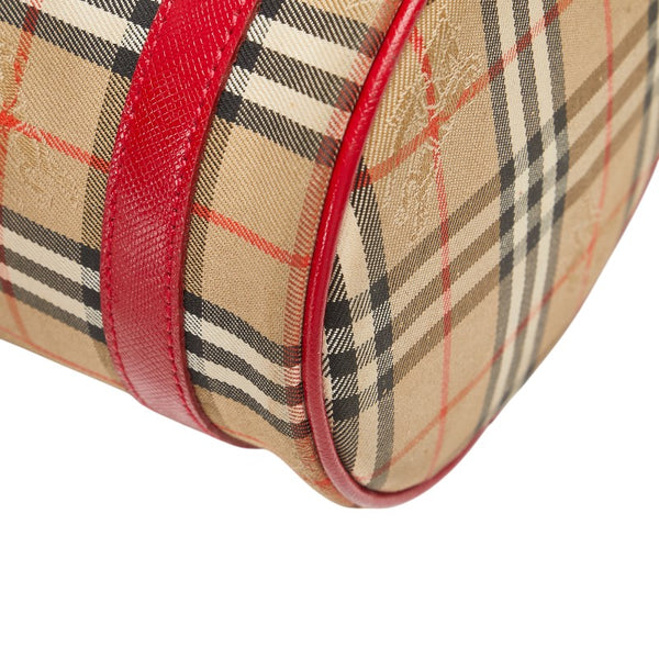 バーバリー ノバチェック シャドーホース ポーチ ベージュ マルチカラー キャンバス レザー レディース BURBERRY 【中古】