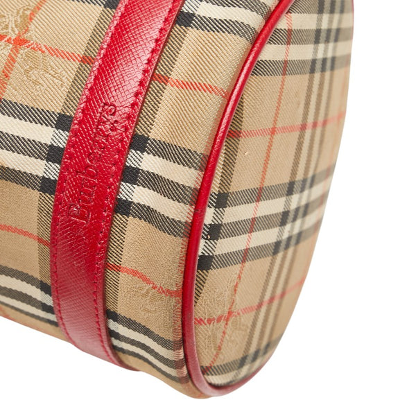 バーバリー ノバチェック シャドーホース ポーチ ベージュ マルチカラー キャンバス レザー レディース BURBERRY 【中古】