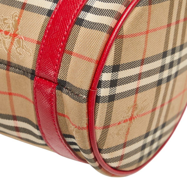 バーバリー ノバチェック シャドーホース ポーチ ベージュ マルチカラー キャンバス レザー レディース BURBERRY 【中古】