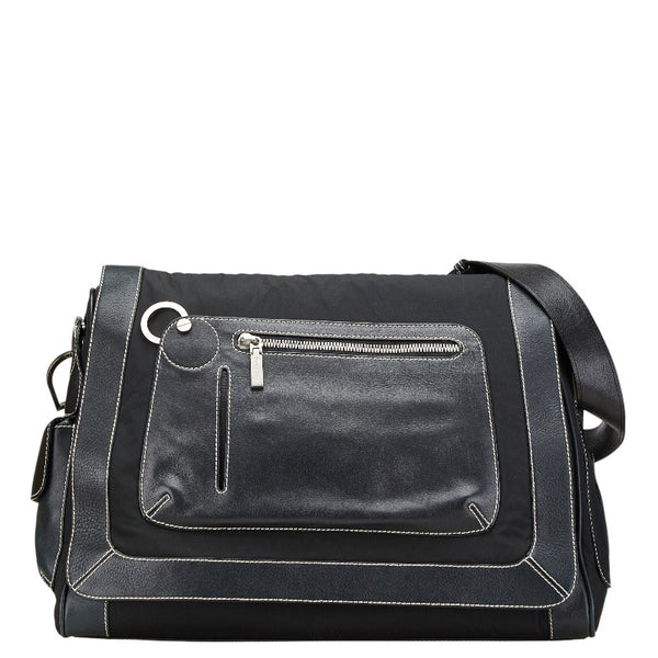 ヴェルサーチェ ショルダーバッグ ブラック レザー ポリエステル レディース VERSACE 【中古】
