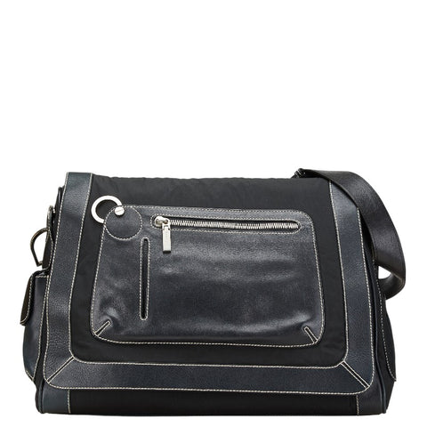 ヴェルサーチェ ショルダーバッグ ブラック レザー ポリエステル レディース VERSACE 【中古】