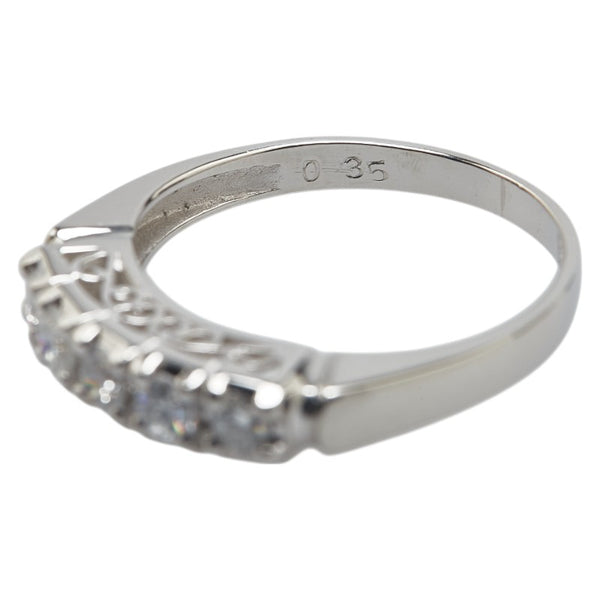 ノーブランド Pt900 プラチナ ダイヤ0.35ct 一文字 リング 指輪 レディース no brand 10.5号 【中古】