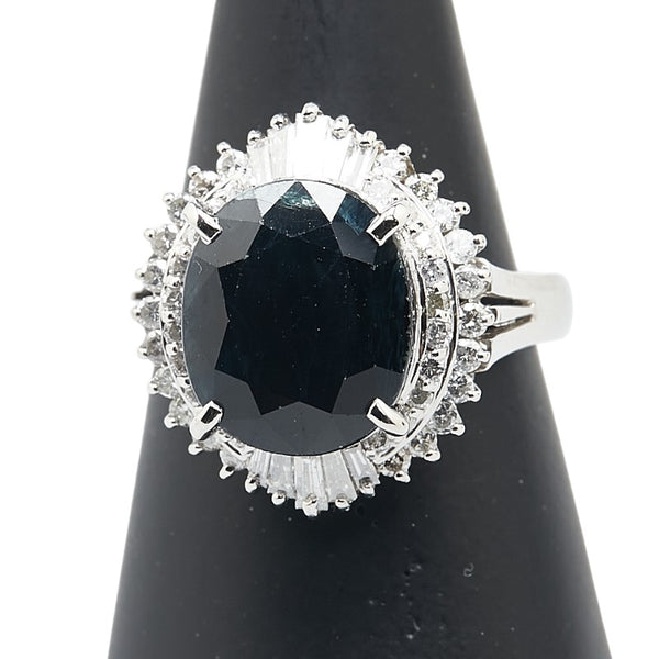 ノーブランド Pt900 プラチナ サファイア7.37ct メレダイヤ0.35ct リング 指輪 レディース no brand 14号 【中古】