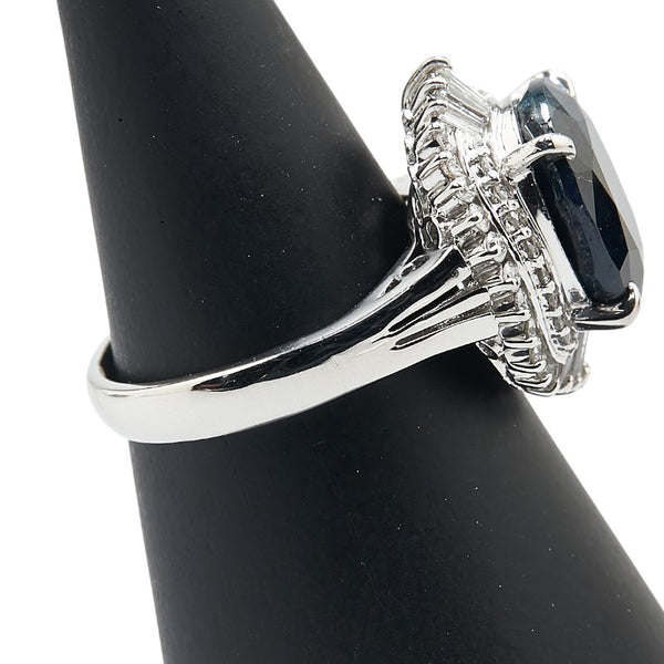 ノーブランド Pt900 プラチナ サファイア7.37ct メレダイヤ0.35ct リング 指輪 レディース no brand 14号 【中古】