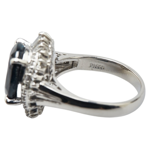ノーブランド Pt900 プラチナ サファイア7.37ct メレダイヤ0.35ct リング 指輪 レディース no brand 14号 【中古】