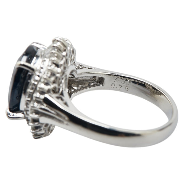 ノーブランド Pt900 プラチナ サファイア7.37ct メレダイヤ0.35ct リング 指輪 レディース no brand 14号 【中古】