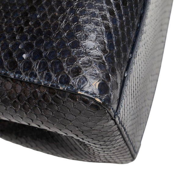 フェンディ ピーカブー スモール パイソン ハンドバッグ ショルダーバッグ 2WAY 8BN244 ブラック ブルー レザー レディース FENDI 【中古】