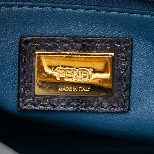 フェンディ ピーカブー スモール パイソン ハンドバッグ ショルダーバッグ 2WAY 8BN244 ブラック ブルー レザー レディース FENDI 【中古】