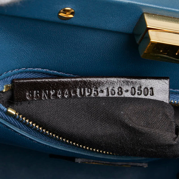 フェンディ ピーカブー スモール パイソン ハンドバッグ ショルダーバッグ 2WAY 8BN244 ブラック ブルー レザー レディース FENDI 【中古】