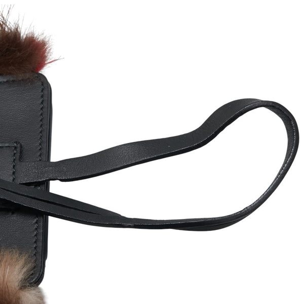 フェンディ モンスター カードケース パスケース チャーム ブラック ブラウン レッド レザー ファー レディース FENDI 【中古】