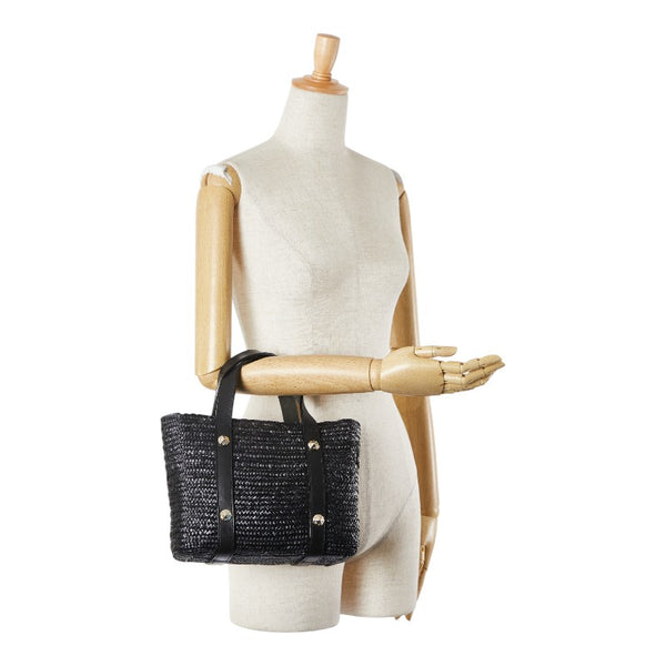 アルマーニ スタッズ ハンドバッグ かごバッグ ブラック ストロー レザー レディース ARMANI 【中古】
