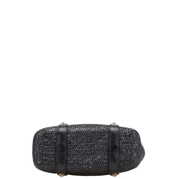 アルマーニ スタッズ ハンドバッグ かごバッグ ブラック ストロー レザー レディース ARMANI 【中古】