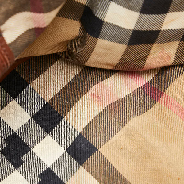 バーバリー ノバチェック トートバッグ ブラウン レザー レディース BURBERRY 【中古】