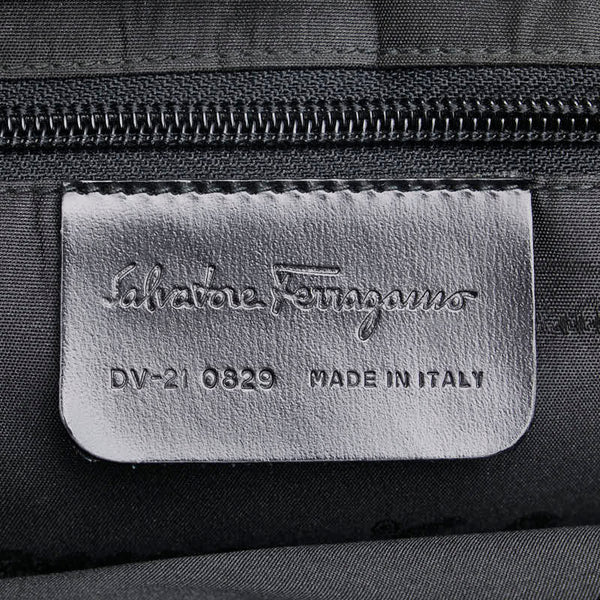サルヴァトーレフェラガモ ガンチーニ トートバッグ ブラック ウール エナメル レディース Salvatore Ferragamo 【中古】