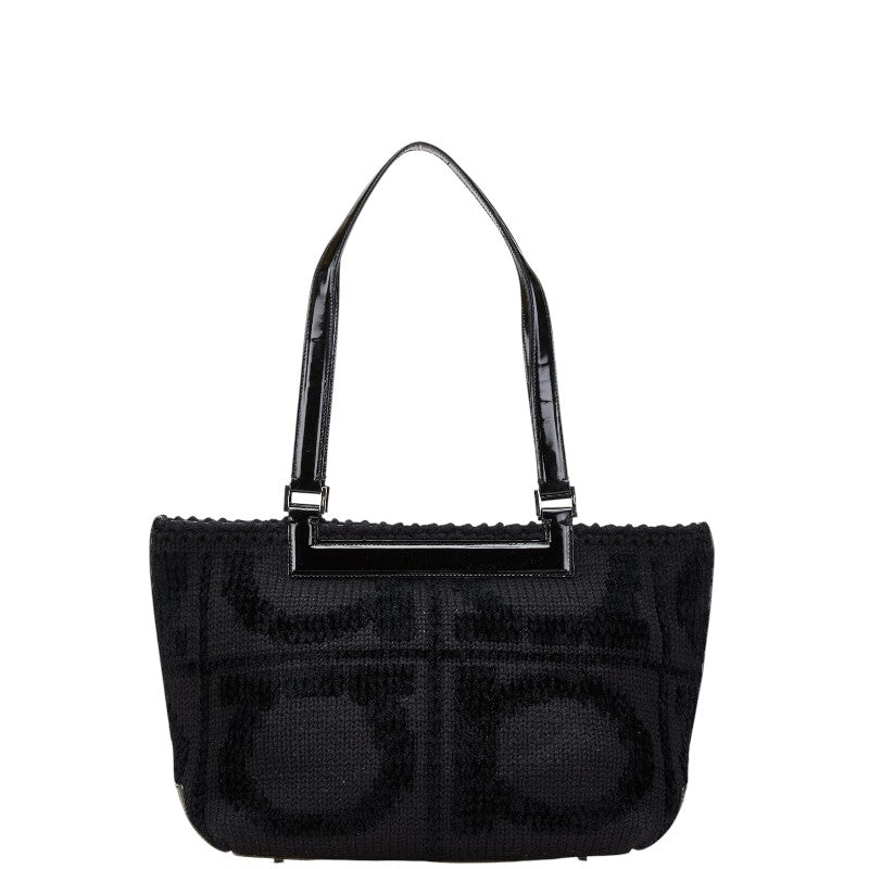 サルヴァトーレフェラガモ ガンチーニ トートバッグ ブラック ウール エナメル レディース Salvatore Ferragamo 【中古】