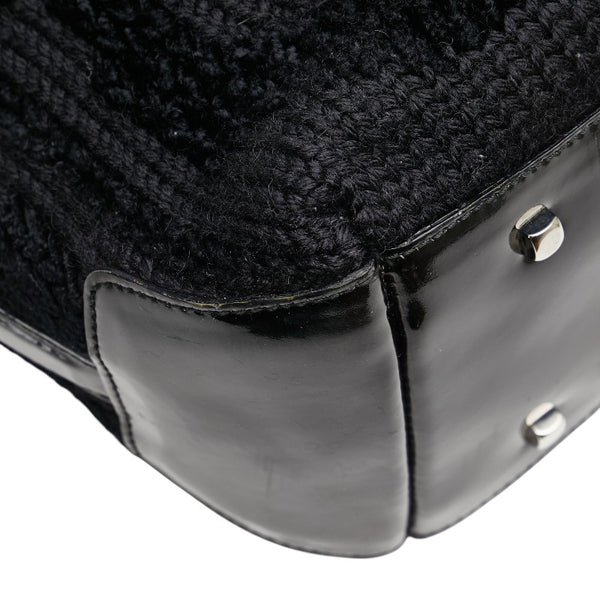 サルヴァトーレフェラガモ ガンチーニ トートバッグ ブラック ウール エナメル レディース Salvatore Ferragamo 【中古】