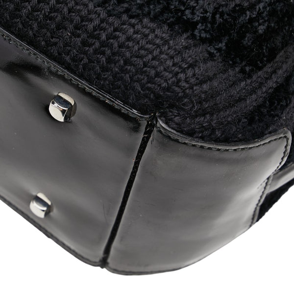 サルヴァトーレフェラガモ ガンチーニ トートバッグ ブラック ウール エナメル レディース Salvatore Ferragamo 【中古】