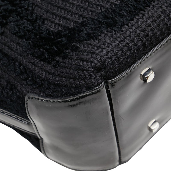 サルヴァトーレフェラガモ ガンチーニ トートバッグ ブラック ウール エナメル レディース Salvatore Ferragamo 【中古】