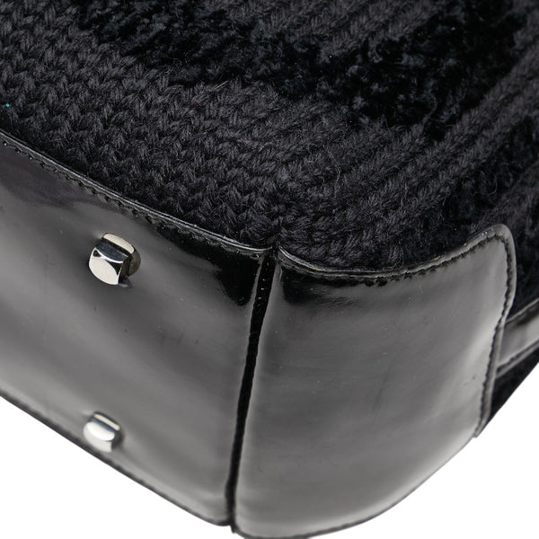 サルヴァトーレフェラガモ ガンチーニ トートバッグ ブラック ウール エナメル レディース Salvatore Ferragamo 【中古】