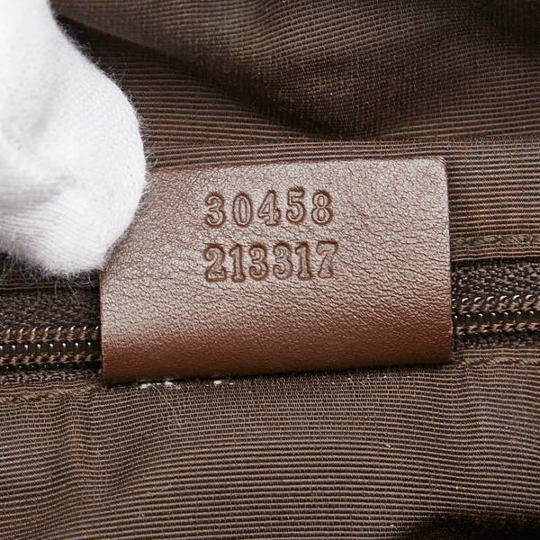 グッチ GGキャンバス ハンドバッグ ミニボストンバッグ 30458 ベージュ ブラウン キャンバス レザー レディース GUCCI 【中古】