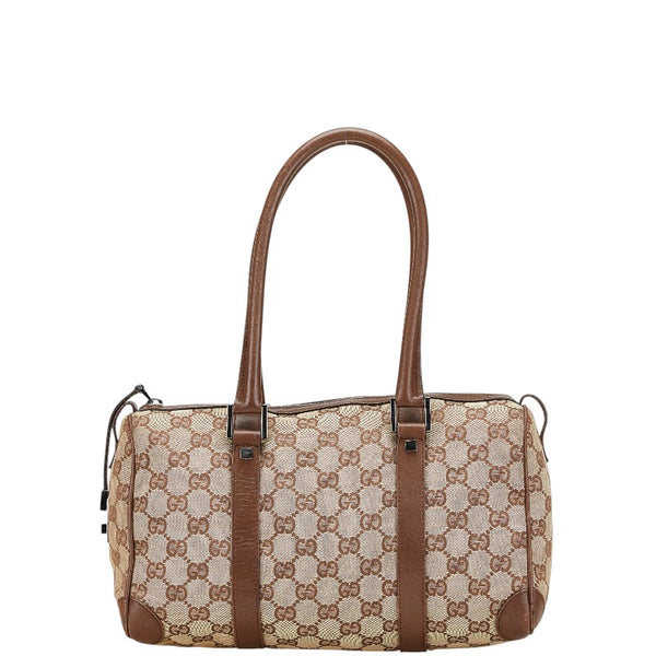 グッチ GGキャンバス ハンドバッグ ミニボストンバッグ 30458 ベージュ ブラウン キャンバス レザー レディース GUCCI 【中古】