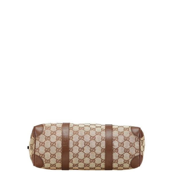 グッチ GGキャンバス ハンドバッグ ミニボストンバッグ 30458 ベージュ ブラウン キャンバス レザー レディース GUCCI 【中古】